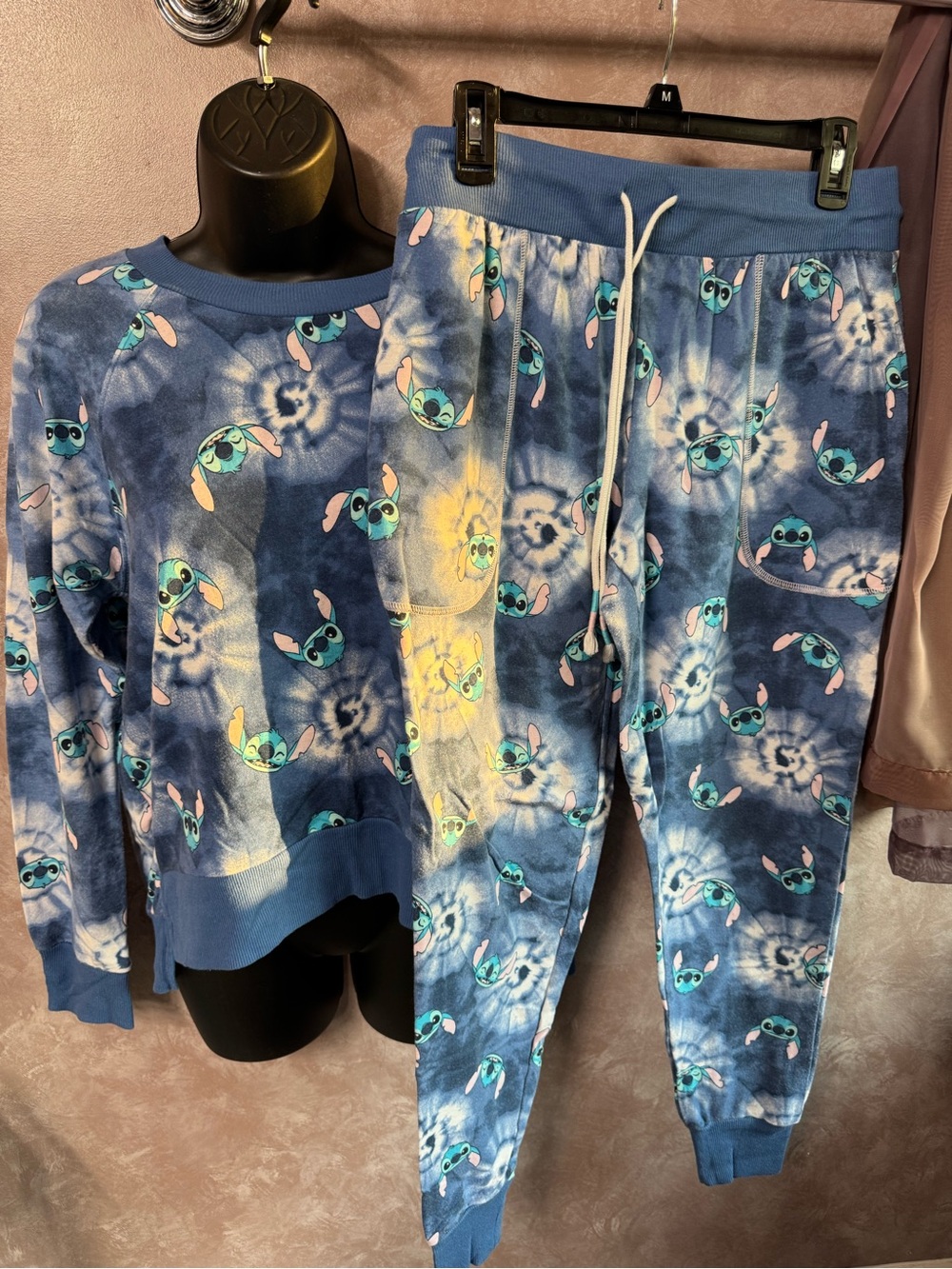 Disney Blue Tie-Dye Stitch Lounge Set - Sweatshirt & Joggers